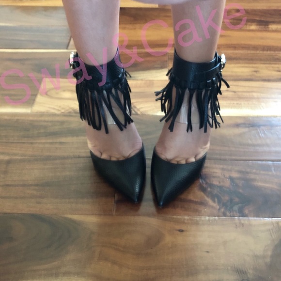 Valentino Gavrani Illusion Fringe Ankle-Wrap Pump - Picture 5 of 8